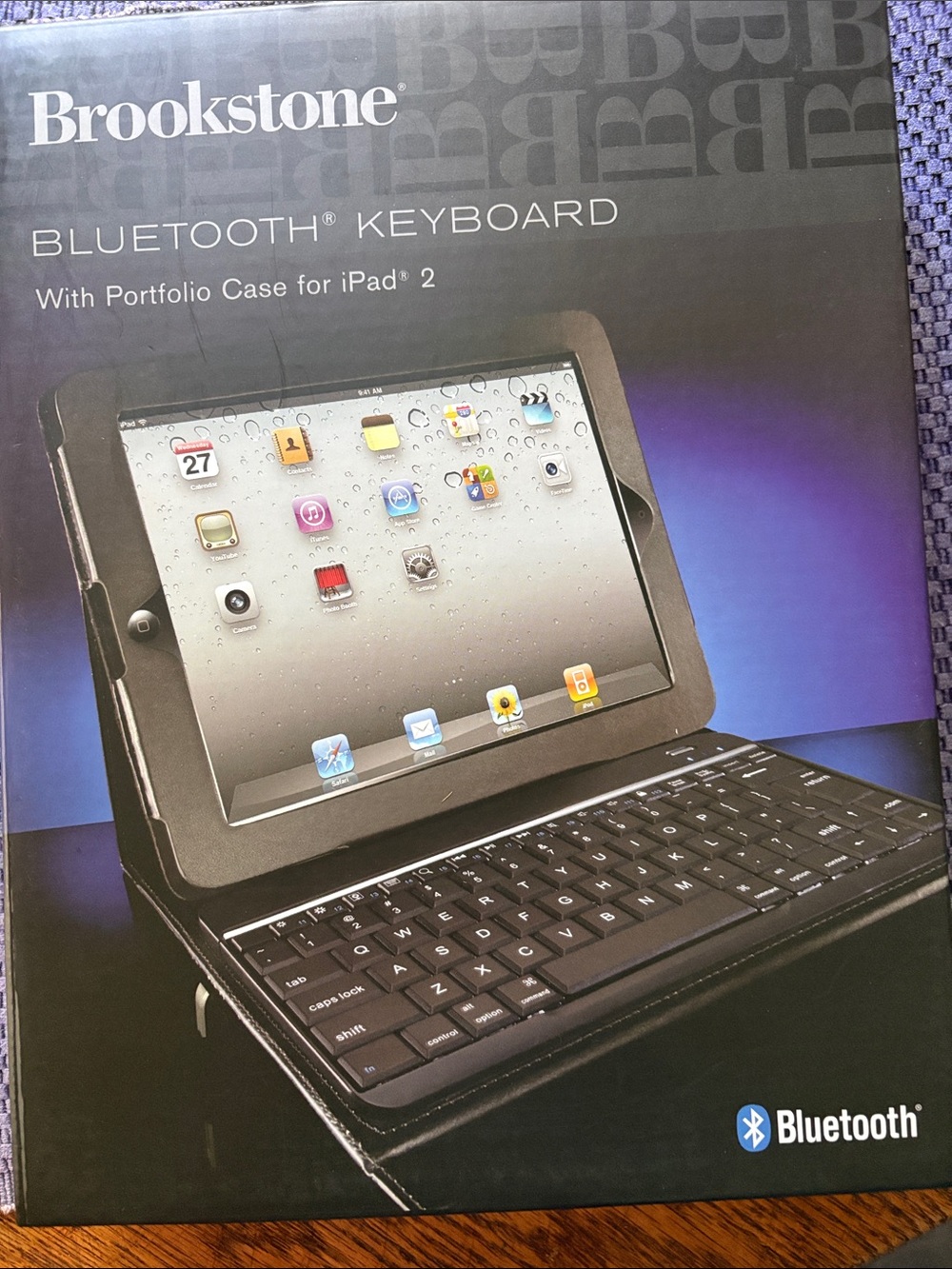 Brookstone Black Bluetooth Tablet Keyboard with Integrated Portfolio Case